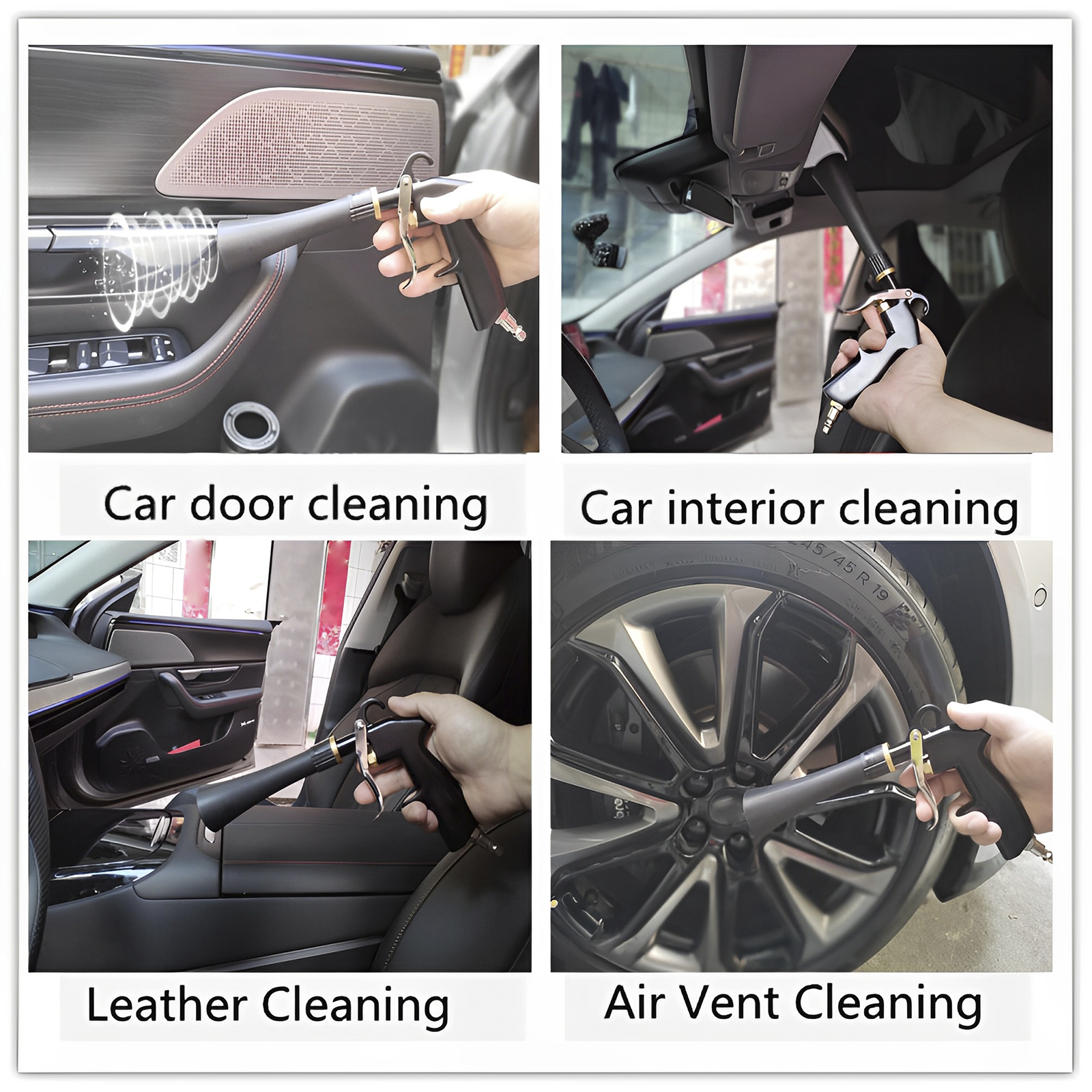Welpettie Car Interior Cleaner, Auto Detail Tools Car Detailing Kit High Pressure Car Cleaning Gun Car Cleaning Kit for Vehicle Upholstery Carpet Seat